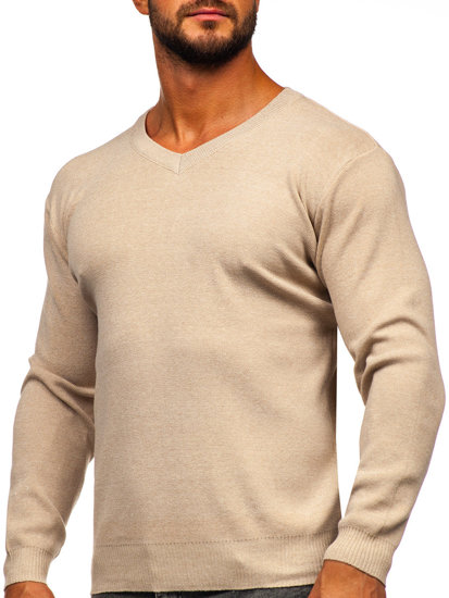 Jersey básico con escote de pico para hombre beige Bolf S8530