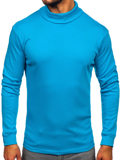 Jersey básico de cuello alto algodón para hombre azul Bolf 535