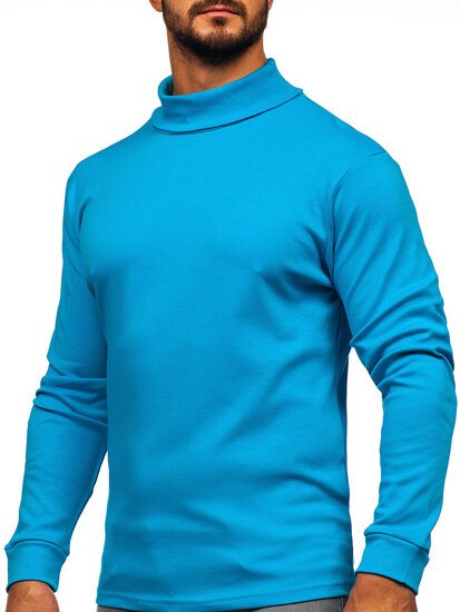 Jersey básico de cuello alto algodón para hombre azul Bolf 535