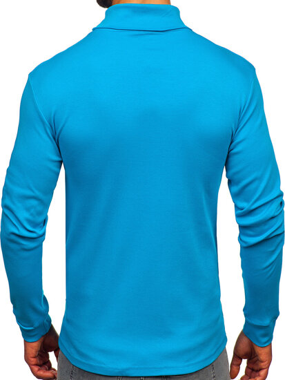 Jersey básico de cuello alto algodón para hombre azul Bolf 535