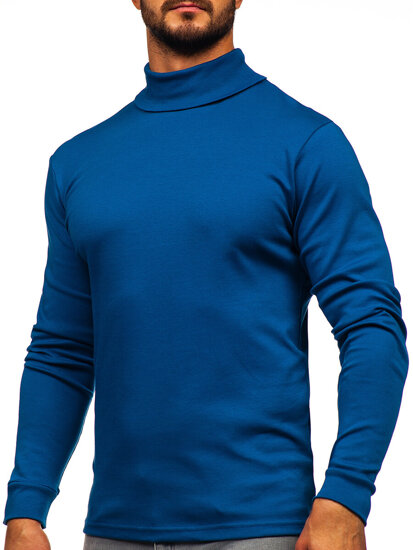 Jersey básico de cuello alto algodón para hombre azul oscuro Bolf 535