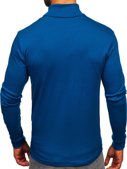 Jersey básico de cuello alto algodón para hombre azul oscuro Bolf 535