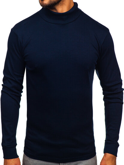 Jersey básico de cuello alto algodón para hombre azul tinta Bolf 535