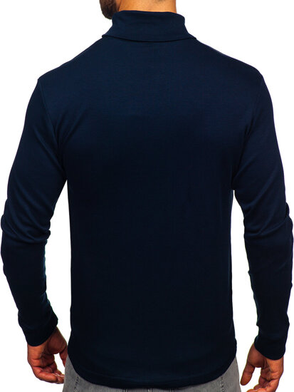 Jersey básico de cuello alto algodón para hombre azul tinta Bolf 535