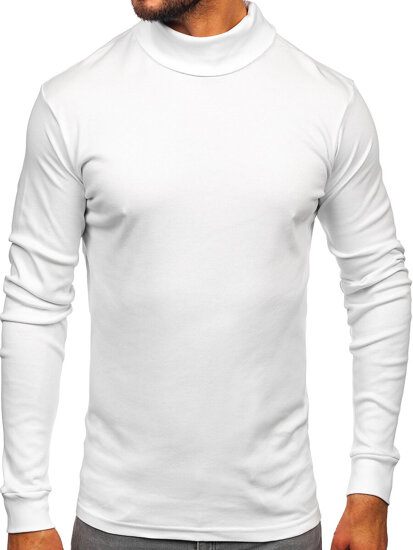 Jersey básico de cuello alto algodón para hombre blanco Bolf 535