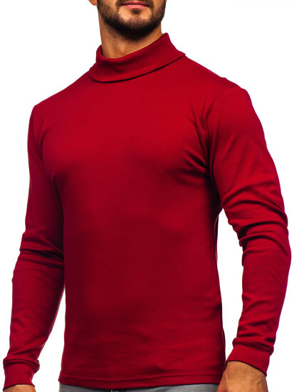 Jersey básico de cuello alto algodón para hombre burdeos Bolf 535