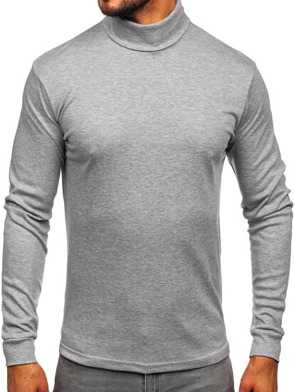 Jersey básico de cuello alto algodón para hombre gris Bolf 535