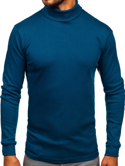 Jersey básico de cuello alto algodón para hombre indigo Bolf 535