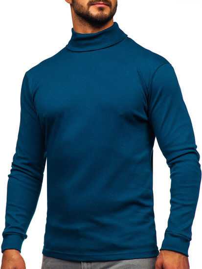 Jersey básico de cuello alto algodón para hombre indigo Bolf 535