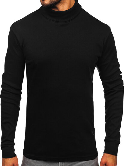 Jersey básico de cuello alto algodón para hombre negro Bolf 535