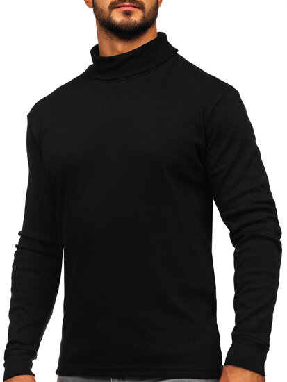 Jersey básico de cuello alto algodón para hombre negro Bolf 535