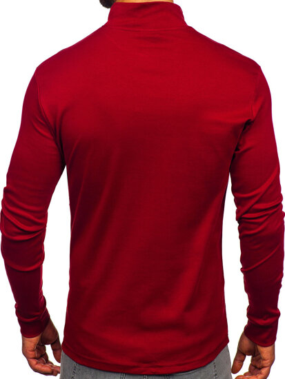 Jersey básico de cuello medio algodón para hombre burdeos Bolf 534