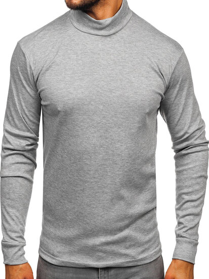 Jersey básico de cuello medio algodón para hombre gris Bolf 534