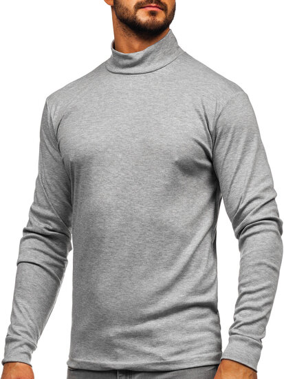 Jersey básico de cuello medio algodón para hombre gris Bolf 534