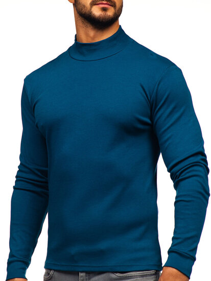 Jersey básico de cuello medio algodón para hombre indigo Bolf 534