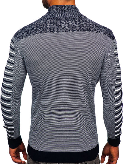 Jersey con cuello alto para hombre azul oscuro Bolf 1028