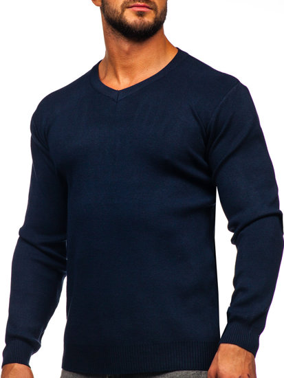 Jersey con escote de pico básico para hombre azul oscuro Bolf S8533