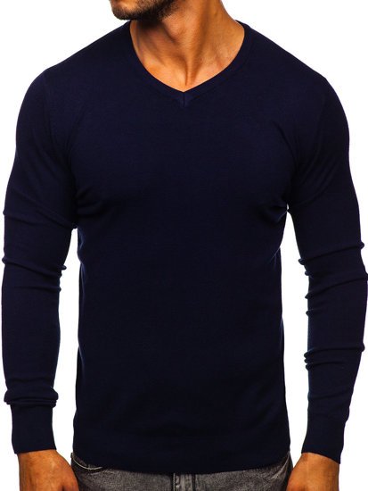 Jersey con escote de pico para hombre azul oscuro Bolf YY03