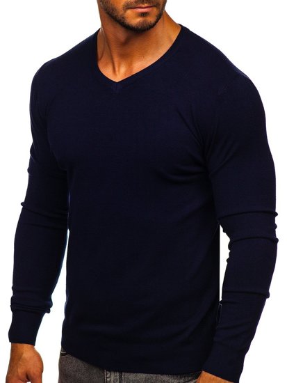 Jersey con escote de pico para hombre azul oscuro Bolf YY03