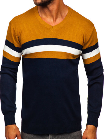 Jersey con escote de pico para hombre camel Bolf S8535