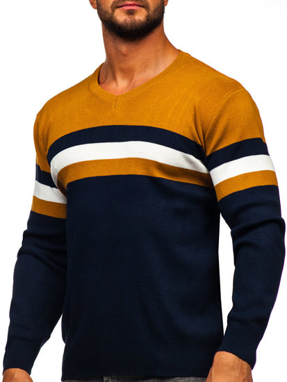 Jersey con escote de pico para hombre camel Bolf S8535