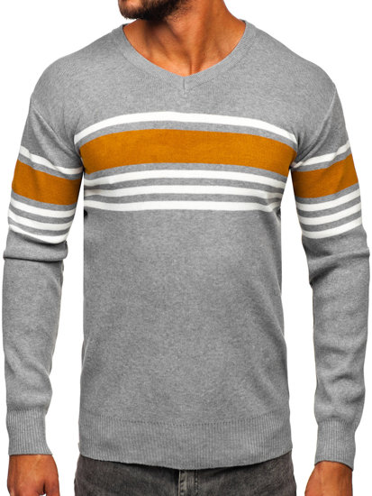 Jersey con escote de pico para hombre gris Bolf S8536