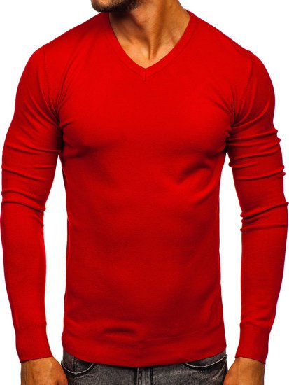 Jersey con escote de pico para hombre rojo Bolf YY03