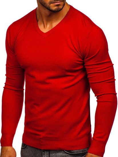 Jersey con escote de pico para hombre rojo Bolf YY03