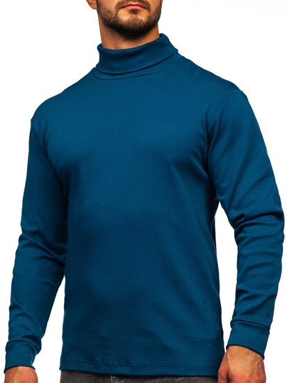 Jersey de cuello alto básico para hombre azul cerceta Bolf 145347-1