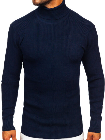 Jersey de cuello alto básico para hombre azul oscuro Bolf S8751