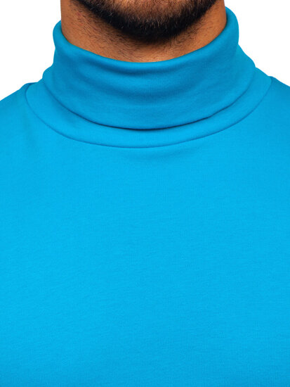 Jersey de cuello alto básico para hombre azul turquesa Bolf 145347-1