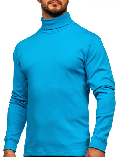 Jersey de cuello alto básico para hombre azul turquesa Bolf 145347-1