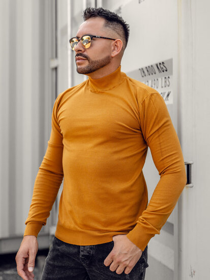 Jersey de cuello alto básico para hombre color camel Bolf YY05