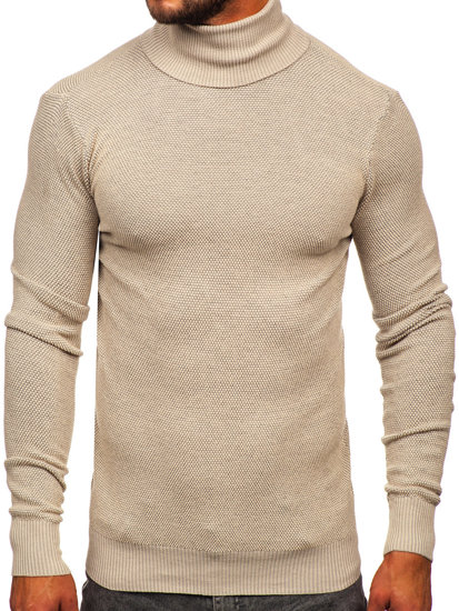 Jersey de cuello alto para hombre beige Bolf W2-20125