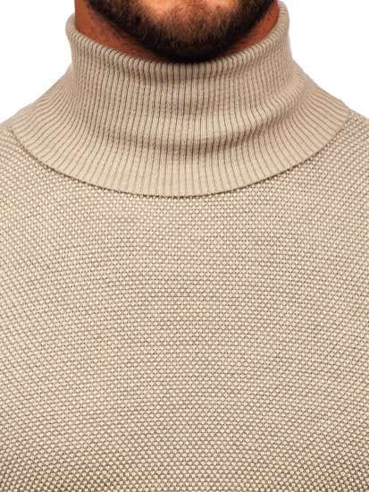 Jersey de cuello alto para hombre beige Bolf W2-20125