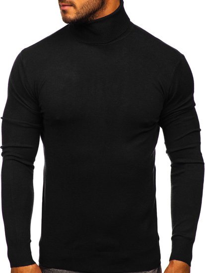 Jersey de cuello alto sin estampado para hombre negro Bolf YY02