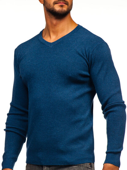 Jersey de cuello en V para hombre azul Bolf H2405