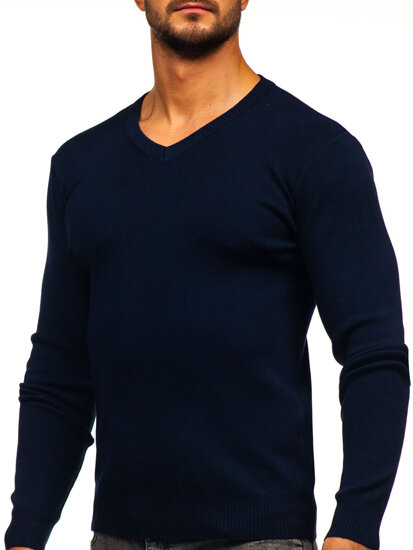 Jersey de cuello en V para hombre azul oscuro Bolf H2405