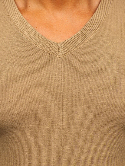 Jersey de cuello en V para hombre beige Bolf H2405