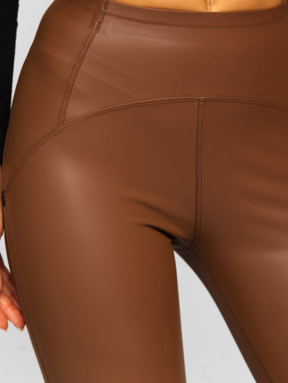 Leggings de cuero ecológico para mujer camel Bolf J51700