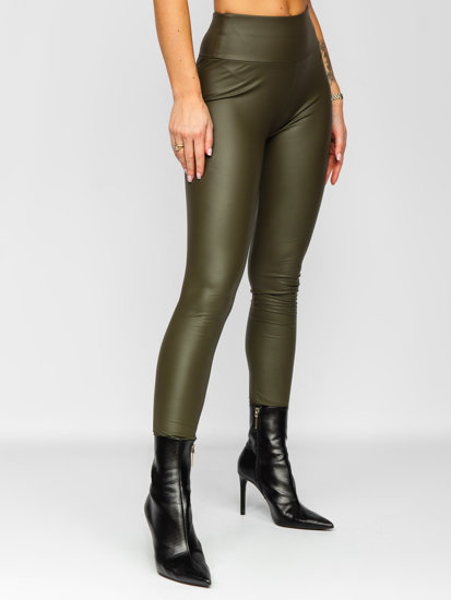 Leggings de cuero ecológico para mujer caqui Bolf YY83NM