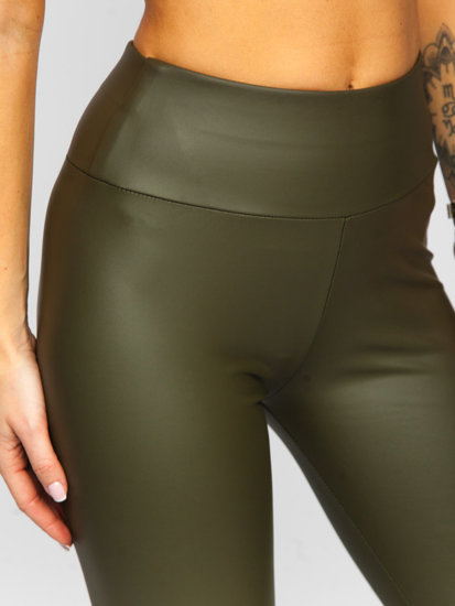 Leggings de cuero ecológico para mujer caqui Bolf YY83NM