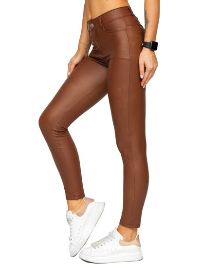 Leggings de cuero ecológico para mujer chocolate Bolf DM850