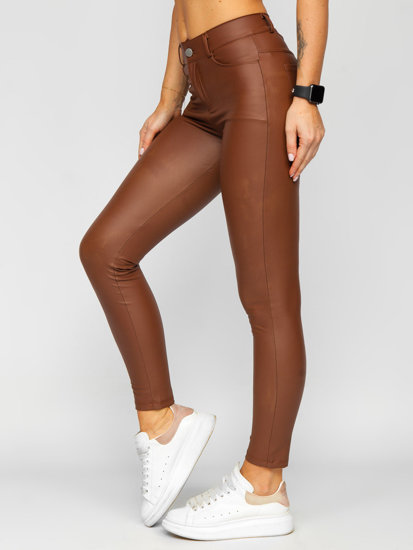 Leggings de cuero ecológico para mujer chocolate Bolf DM850