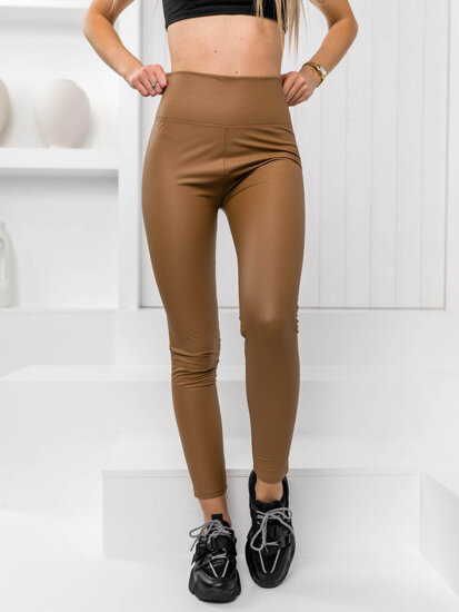 Leggings de cuero para mujer marrón Bolf 2048