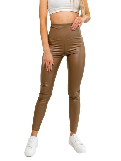 Leggings de cuero para mujer marrón Bolf W7528