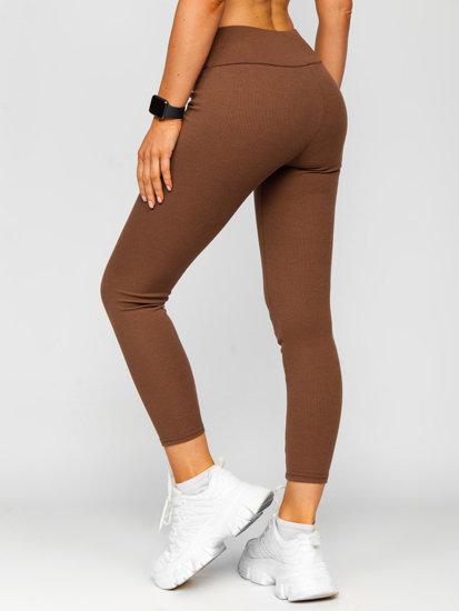 Leggings de punto canalé para mujer chocolate Bolf 020