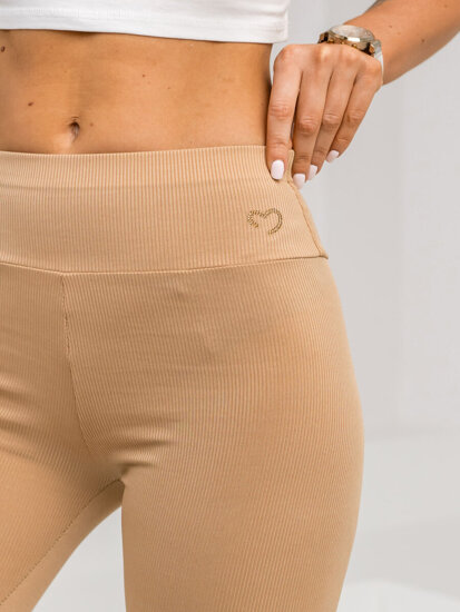 Leggings de rayas para mujer beige Bolf W7903