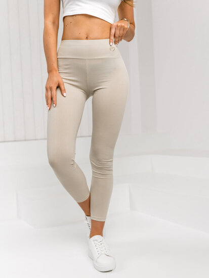 Leggings de rayas para mujer ecrú Bolf W7903