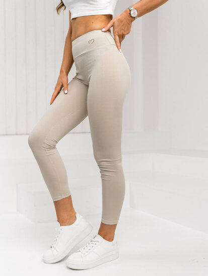 Leggings de rayas para mujer ecrú Bolf W7903